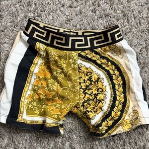 Versace Gold and Black Patterned Shorts